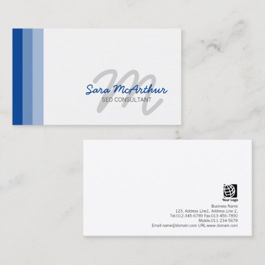 SEO Consultant Internetvaardigheden Cursief Monogr Visitekaartje (Voorkant / Achterkant)