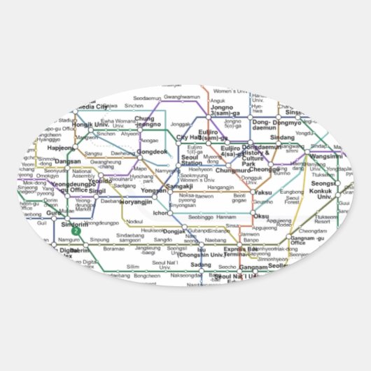 Seoel metrokaart ovale sticker (Voorkant)