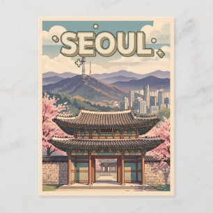 Seoel Zuid-Korea – Kersenbloesems & Silhouet Briefkaart