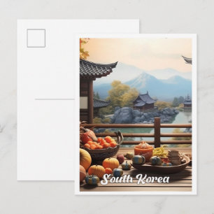 Seoel Zuid-Korea Kunst Vintage Reisillustratie Briefkaart