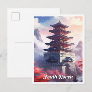 Seoel Zuid-Korea Kunst Vintage Reisillustratie Briefkaart