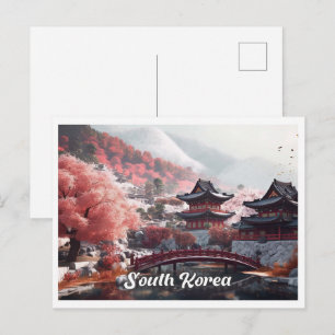 Seoel Zuid-Korea Kunst Vintage Reisillustratie Briefkaart