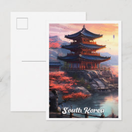 Seoel Zuid-Korea Kunst Vintage Reisillustratie Briefkaart