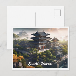 Seoel Zuid-Korea Kunst Vintage Reisillustratie Briefkaart