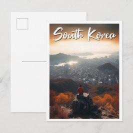 Seoel Zuid-Korea Kunst Vintage Reisillustratie Briefkaart