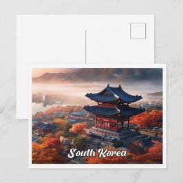 Seoel Zuid-Korea Kunst Vintage Reisillustratie Briefkaart