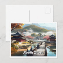 Seoel Zuid-Korea Kunst Vintage Reisillustratie