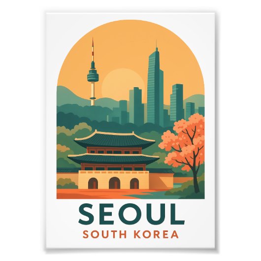 Seoel Zuid-Korea Poster – Vintage Reis Kunst (Voorkant)