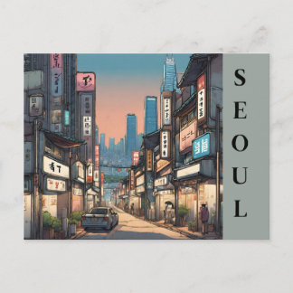 Seoel  Zuid-Korea Reizen Aziatisch Cityscape Briefkaart