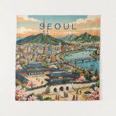 Seoel Zuid-Korea Reizen Kunst Vintage Wandkleed (Voorkant)