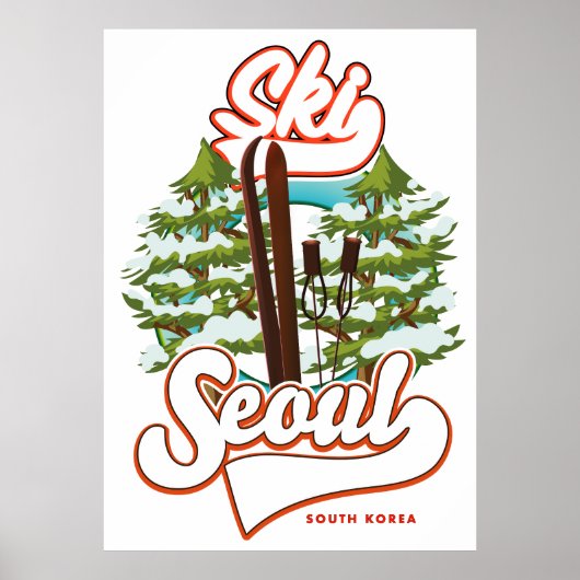 Seoel Zuid-Korea Ski logo Poster (Voorkant)