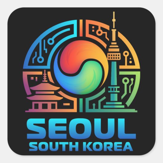 Seoel Zuid-Korea Vierkante Sticker (Voorkant)