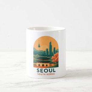 Seoel Zuid-Korea – Vintage Reis Kunst, Minimalisti Koffiemok