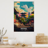 Seoel's oude charme onder een levendige hemel poster (Keuken)