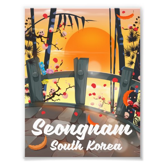 Seongnam Zuid-Korea reisposter Foto Afdruk (Voorkant)