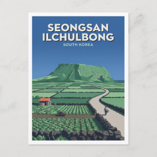 Seongsan Ilchulbong boven de oostelijke velden van Briefkaart