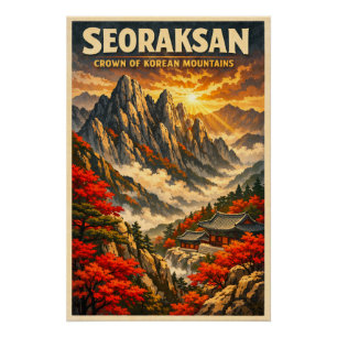 Seoraksan berg, Zuid-Korea, in een klassieke stijl Perfect Poster