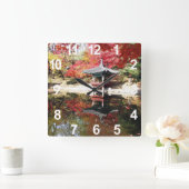 Seoul Autumn Japanse tuin Vierkante Klok (Huis)