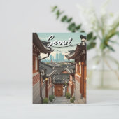 Seoul Bukchon South Korea Sunset Briefkaart (Staand voorkant)