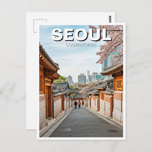 Seoul Bukchon Zuid-Korea Reizen Briefkaart (Voorkant / Achterkant)