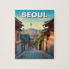 Seoul Bukchon Zuid-Korea Zonsondergang Legpuzzel