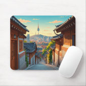 Seoul Bukchon Zuid-Korea Zonsondergang Muismat (Met muis)