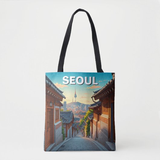 Seoul Bukchon Zuid-Korea Zonsondergang Tote Bag (Voorkant)