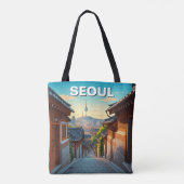 Seoul Bukchon Zuid-Korea Zonsondergang Tote Bag (Achterkant)