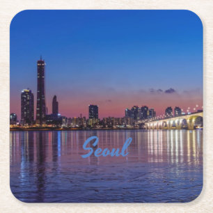 Seoul Capital of South Korea City Skyline Kartonnen Onderzetters