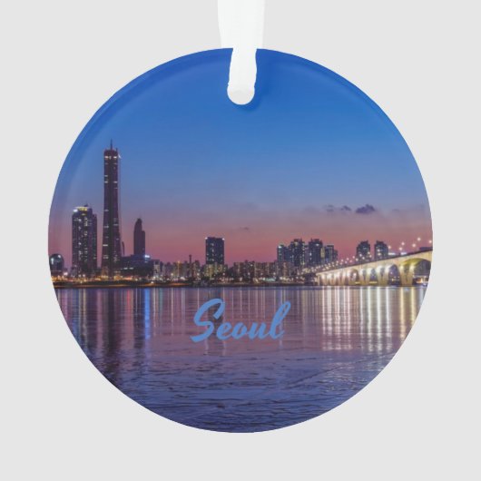 Seoul Capital of South Korea City Skyline Ornament (achterkant)