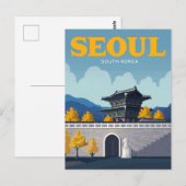 Seoul Gyeongbokgung Palace Vintage Art Briefkaart (Voorkant / Achterkant)