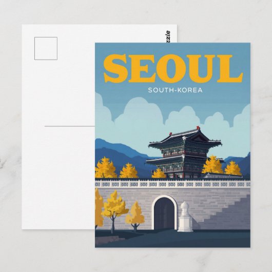 Seoul Gyeongbokgung Palace Vintage Art Briefkaart (Voorkant / Achterkant)
