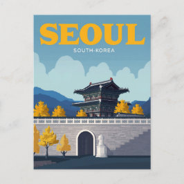 Seoul Gyeongbokgung-paleis Vintage Kunst Briefkaart