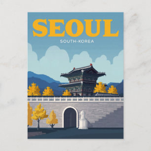 Seoul Gyeongbokgung-paleis Vintage Kunst Briefkaart