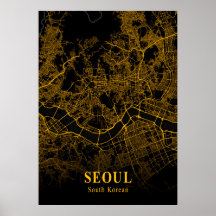 Seoul - kaart van de Zuid-Koreaanse Gold City