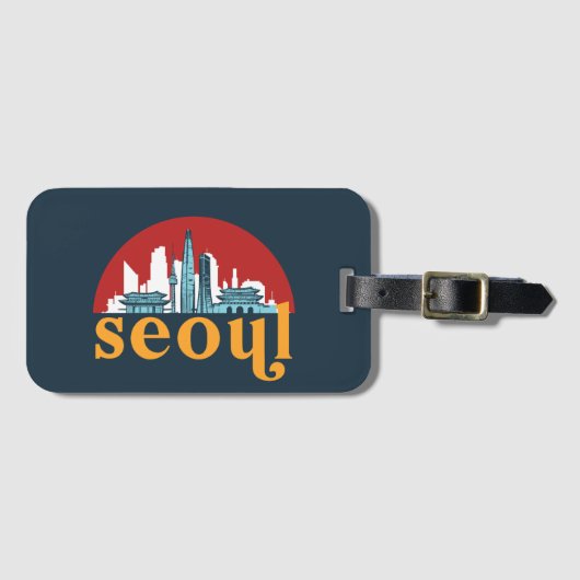 Seoul Korea City Skyline Cityscape Art Bagagelabel (Voorkant (horizontaal))
