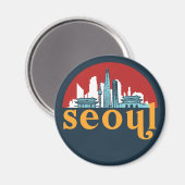 Seoul Korea  City Skyline Cityscape Art Magneet (Voorkant / Achterkant)