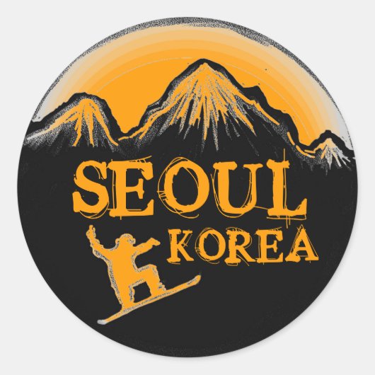 Seoul Korea oranje snowboard stickers (Voorkant)