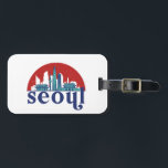 Seoul Korea Retro Sun City Skyline Cityscape Art Bagagelabel<br><div class="desc">en retro-stadsplan met prachtige skyline, toeristische attractie en cityscape art. Koelwolkenkrabber en bouwartikelen voor silhouette-illustratie voor toeristen en reizigers. Perfect als souvenir om terug naar huis te brengen wanneer je op reis bent. Bespaar de herinnering aan uw reis en vakantie met familie en vrienden. De achtergrondkleur kan aan uw gewenste...</div>