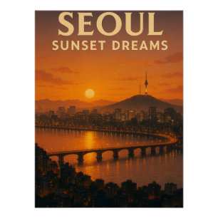Seoul Koreaanse Sunset Dream – City Skyline Art Perfect Poster