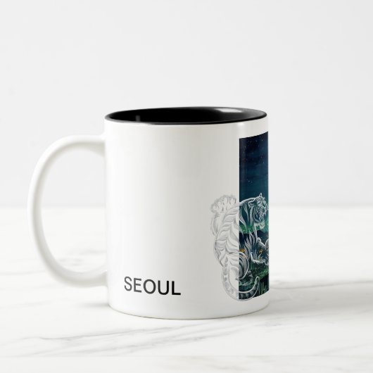 SEOUL landschap tijger mugcup Tweekleurige Koffiemok (Links)