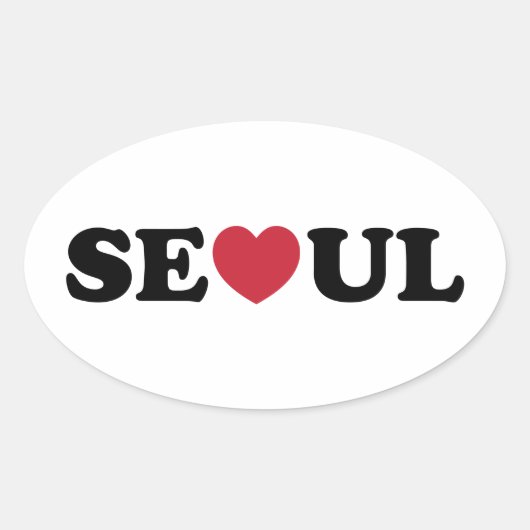Seoul Love Heart Ovale Sticker (Voorkant)