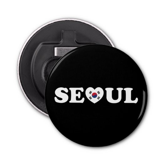 Seoul Love Heart Taegeukgi Flag Button Flesopener (Voorkant)