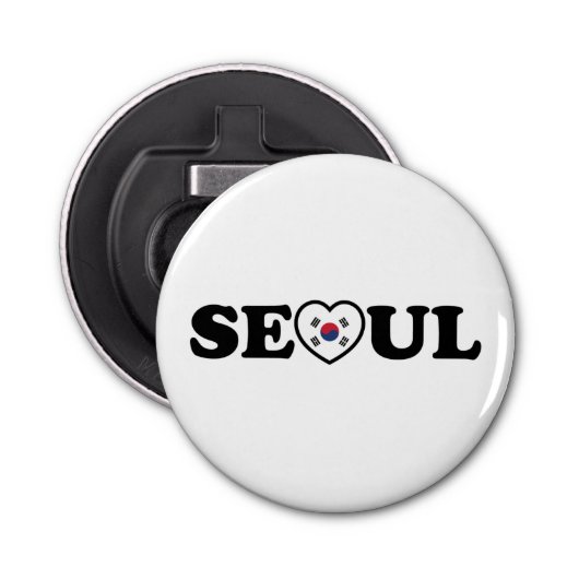 Seoul Love Heart Taegeukgi Flag Button Flesopener (Voorkant)