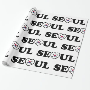 Seoul Love Heart Taegeukgi Flag Cadeaupapier