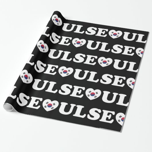 Seoul Love Heart Taegeukgi Flag Cadeaupapier (Uitgerold)
