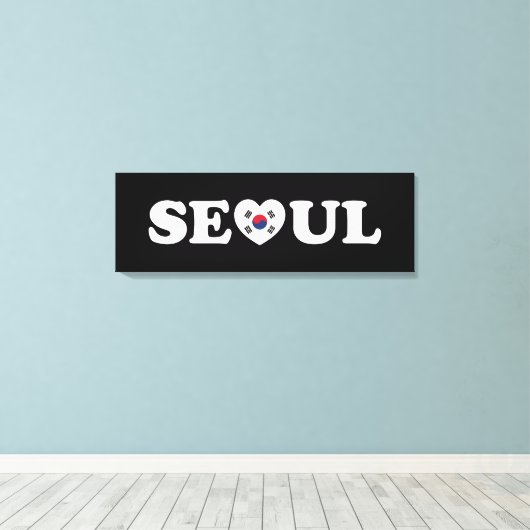 Seoul Love Heart Taegeukgi Flag Canvas Afdruk (Insitu (Houten vloer))