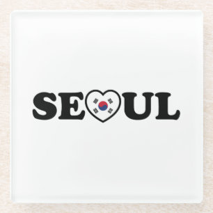 Seoul Love Heart Taegeukgi Flag Glazen Onderzetter