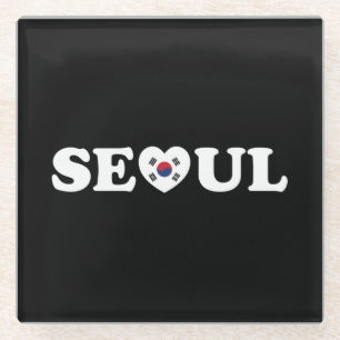 Seoul Love Heart Taegeukgi Flag Glazen Onderzetter