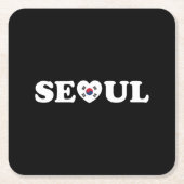 Seoul Love Heart Taegeukgi Flag Kartonnen Onderzetters (Voorkant)
